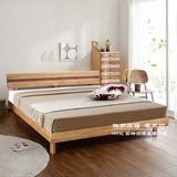 日式宜家 橡木1.8米双人床 实木卧室家具 1.5米现代简约2015新款