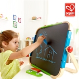 德国hape儿童双面画板画架玩具 木制写字板支架式宝宝磁性小黑板
