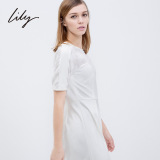LILY丽丽连衣裙 欧美站纯色中腰短袖2015春季新款女装115140C7133