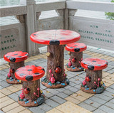氧化镁工艺品仿真树头蘑菇桌椅别墅小区公园儿童家居装饰桌椅