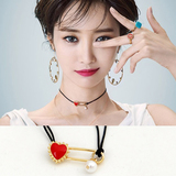 韩国进口饰品正品代购时尚高俊熙同款爱心珍珠短款项链锁骨链颈链