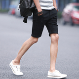 弹力夏季薄款男士牛仔短裤青少年修身直筒韩版潮破洞7五分中裤