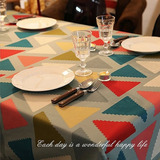 新款现代时尚黄蓝色 加厚西餐桌布布艺长方形茶几桌布 台布饭桌布