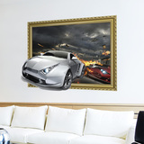 3d立体感视觉效果墙贴纸贴画个性创意客厅沙发墙壁装饰品汽车跑车