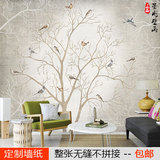 整张大型壁画墙纸客厅卧室餐厅背景墙欧式奢华壁纸手绘花鸟墙布