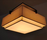 现代简约中式双层布罩铁艺吸顶灯百搭客厅书房卧室工程灯具定制