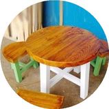 地中海圆形餐桌椅实木小茶几/小户型沙发边几角几 咖啡桌阳台桌椅