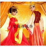 红色婚嫁古装唐装汉服男女装中式婚礼情侣装影楼主题服装古代服装