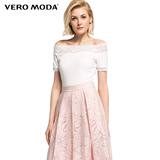 Vero Moda2016新品一字领露肩蕾丝修身短袖T恤女|316201108