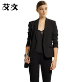 艾文正品大牌高档职业女装正装黑色收腰显瘦短款西服外套大码E710