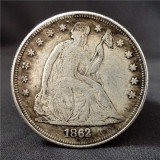 美国1862自由女神鹰洋古银币银元纪念币钱币收藏美洲外币硬币礼品