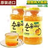韩国进口KJ国际正品KJ蜂蜜柚子茶560g(860g)*2瓶装泡沫盒破损包赔