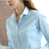新款加绒保暖职业装衬衫女长袖学生韩版大码工作服暗斜纹工装衬衣