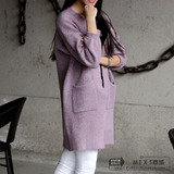 韩国2015秋冬新款中长款加厚外套毛衣女针织羊毛开衫宽松修身显瘦