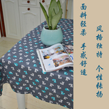家居装饰蓝桌布台布盖布茶几盖乡村美式手感绵软小狐狸图案个性足