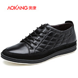 包邮Aokang奥康春秋季男士皮鞋鞋子新款套脚低帮鞋153111056