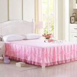 雅芳婷 蕾丝床裙床罩单件纯棉床单床套床盖1.5米1.8m床保护套裙