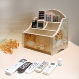 家居客厅白色田园电视控器收纳盒实木日式韩版桌面整理盒遥控器座