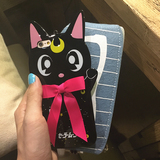 露娜猫iphone6 plus手机壳美少女战士猫咪 苹果6s 张馨予同款黑猫