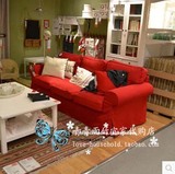 特惠　大连宜家代购  爱克托 三人沙发红色沙发套可拆洗布艺沙发