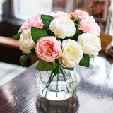 欧式婚庆家居客厅餐桌茶几摆设装饰仿真单支玫瑰绢布假花