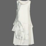 S·D 圣迪奥女夏装优雅雪纺堆叠设计白连衣裙5181294/S15181294