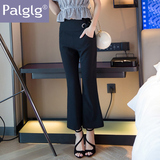 Palglg夏季新款女装2016韩版修身高腰显瘦九分休闲裤喇叭裤长裤子