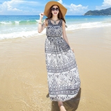 女士休闲马尔代夫海边度假波西米亚雪纺长裙显瘦沙滩裙拖地连衣裙