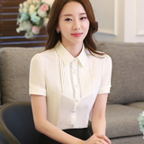 香港代购韩版白色女衬衫短袖夏半袖OL工作服正装大码衬衣职业女装