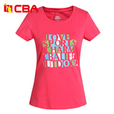 CBA女子短袖T恤 2016夏季新款 女士圆领字母印花修身T恤衫 运动服