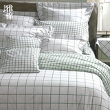 雅棉 全棉4件套 床上用品纯棉床单被套 绿色格子四件套色织