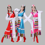 新款藏服女 藏族舞蹈演出服水袖服饰 民族服装 开场裙 蒙古裙蒙族