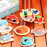 木质磁性钓鱼玩具儿童亲子游戏宝宝益智力早教玩具1-2-3岁包邮