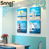 夏日海洋风情阳光沙滩灯塔帆船立体浮雕装饰皮画客厅背景墙壁挂画