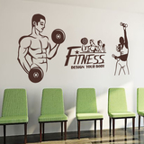 健身房运动俱乐部肌肉训练体育馆举重哑铃练伏击装饰墙贴雕塑身材