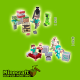 三部曲我的世界史蒂夫模型Minecraft积木3寸可动人偶公仔手办玩具