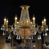 法式铜色水晶吊灯欧式 客厅灯餐厅灯别墅灯复古卧室蜡烛灯具新款