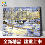 真心意数字油画diy正品包邮风景雪景手绘画升级款 白色冬天60*80