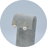 罗曼珠宝 天然淡水珍珠 14K包金耳环 正圆白色系天然珍珠耳钉