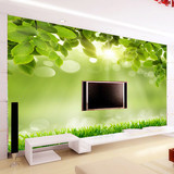 绿色田园风景树叶3D立体墙纸大型壁画客厅沙发卧室电视背景墙壁纸