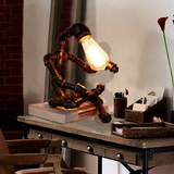 loft工业风创意个性复古铁艺酒吧咖啡厅装饰灯具 机器人水管台灯
