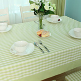 长方形餐桌布锦色华年欧式田园绿色小格子布艺桌布棉麻风格防水