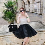 33&Shine Lin baby 宫廷复古重工褶皱黑白拼接设计气质典雅连衣裙