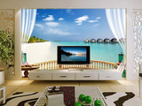 纸卧室沙发贴画无缝整张墙布3D立体墙纸大型海景壁画电视背景墙壁