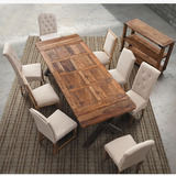 原木复古工业风做旧铁艺实木餐桌椅组合长方形餐台咖啡厅桌椅