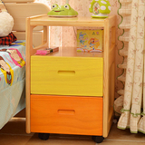 实木床头柜简约现代小迷你儿童彩色储物柜创意原木色卧室床边柜窄