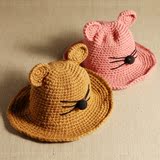 秋冬儿童帽子韩版女童针织毛线帽宝宝手工可爱公主护耳帽1-2-4岁