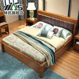 林氏家具新中式双人床1.8米高箱储物床卧室头层牛皮软靠大床9810