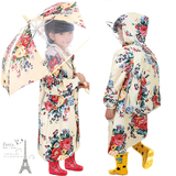 出口韩国儿童雨衣小学生带书包可爱女童小孩宝宝公主雨披成人雨具