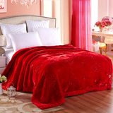 浓浓爱大红色婚庆加厚10斤毛毯冬季盖毯拉舍尔双层结婚毯子毛毯